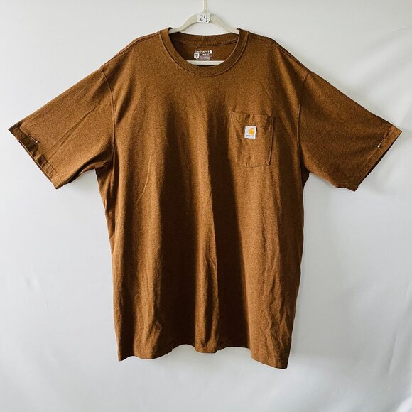 Carhartt Mens Heather Brown Loose Ft Classic Pocket Workwear T-Shirt Size 2XLT - Picture 1 of 7